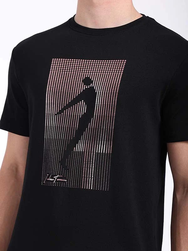 Indian Terrain Men's Half Sleeve Regular Fit Black Round Neck T-Shirt